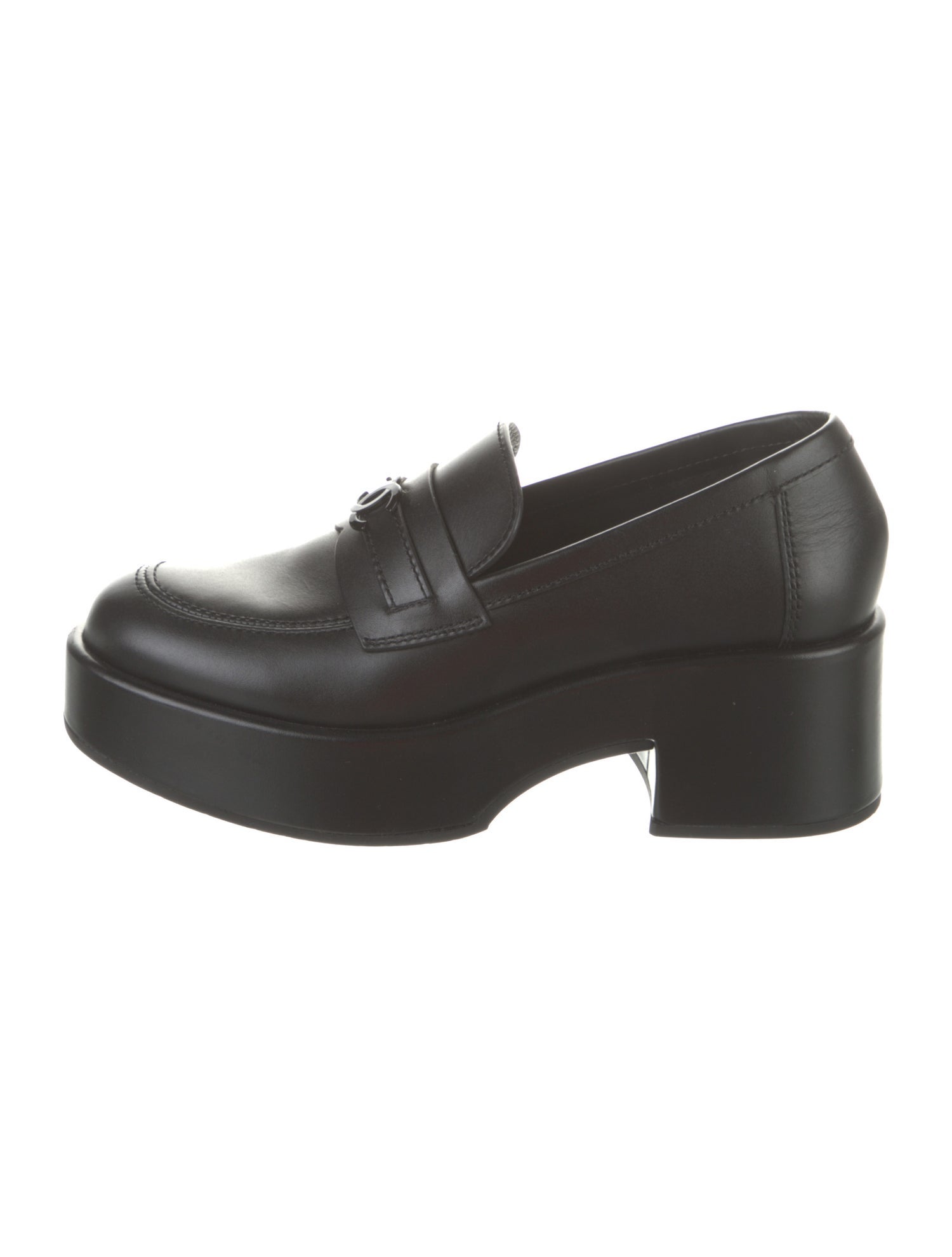 Chanel Interlocking CC Logo Leather Loafers