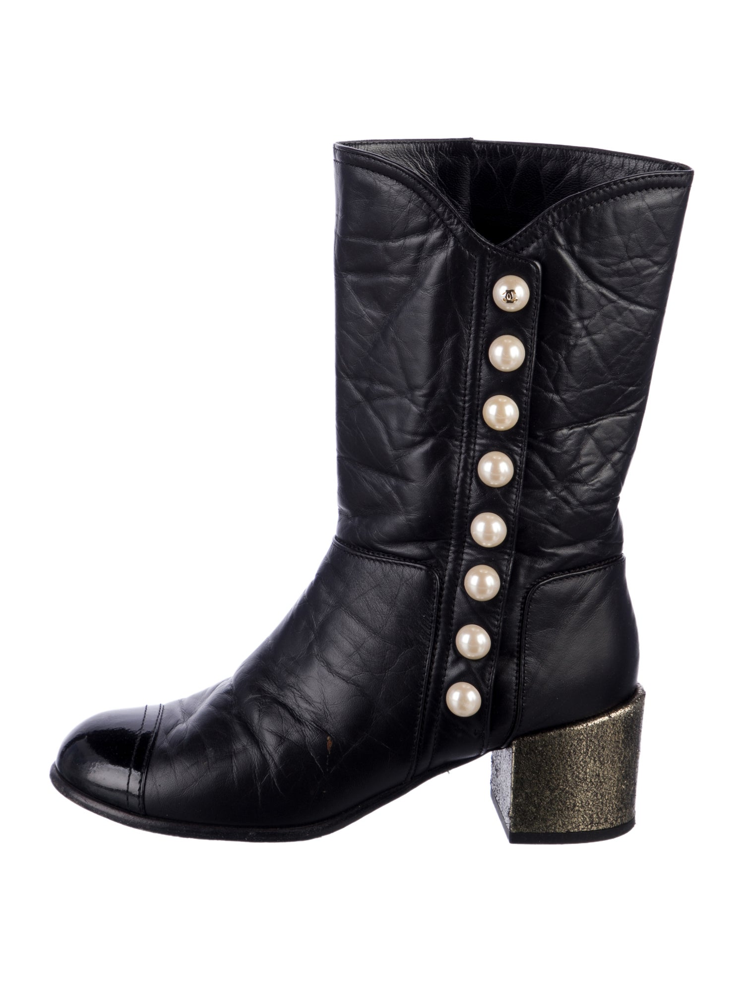 Chanel 2016 Interlocking CC Logo Moto Boots