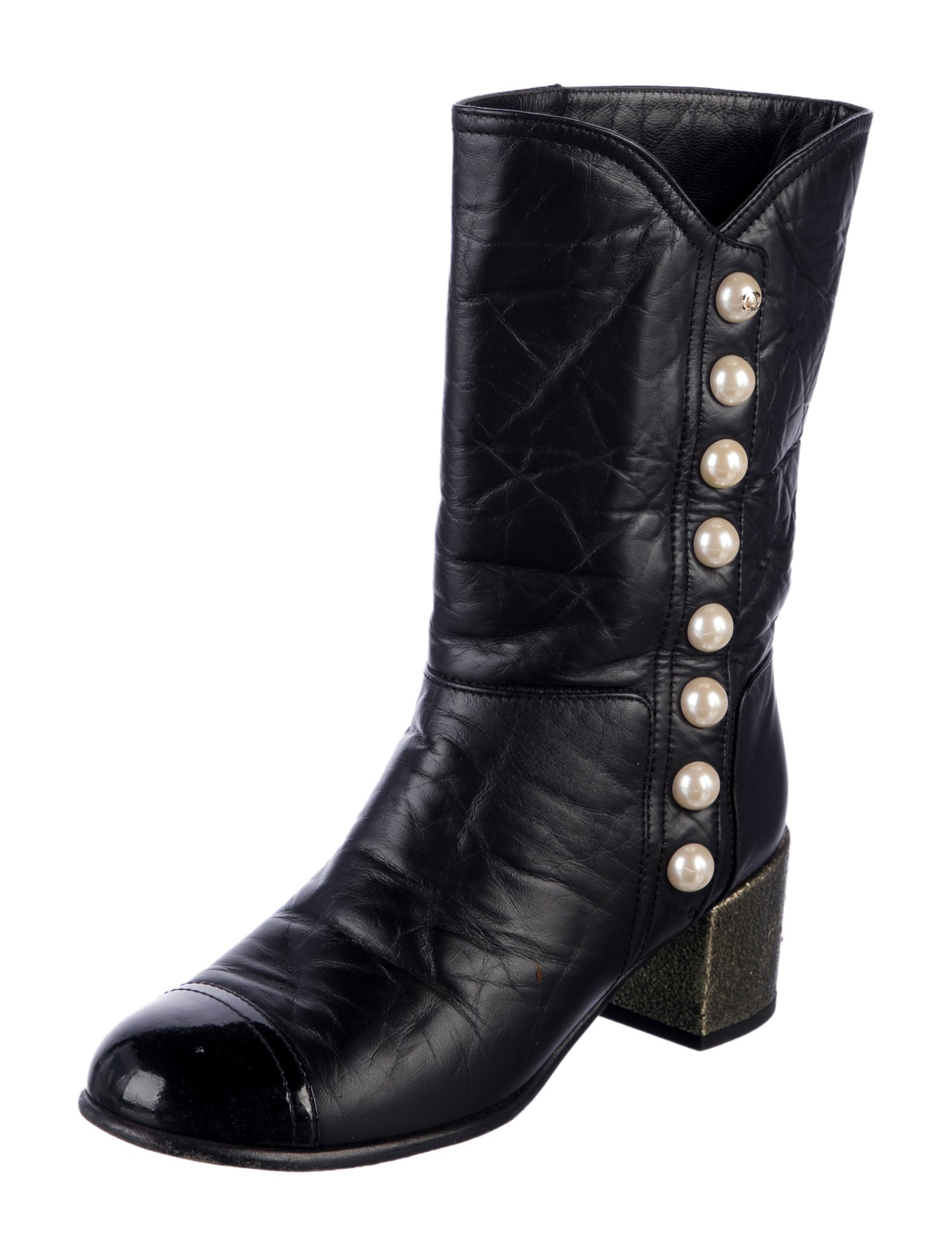 Chanel 2016 Interlocking CC Logo Moto Boots