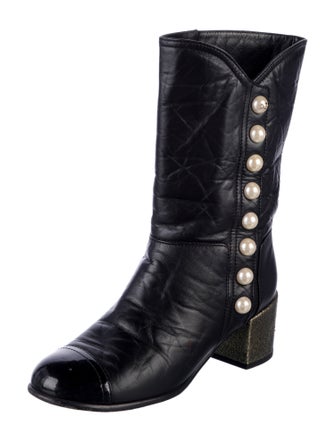 Chanel 2016 Interlocking CC Logo Moto Boots