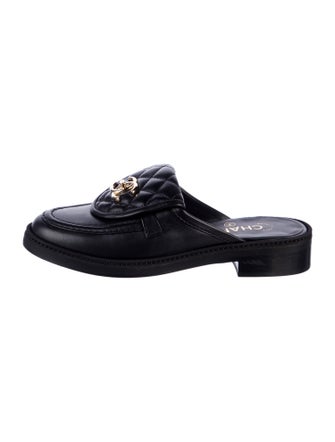 Chanel Interlocking CC Logo Leather Mules