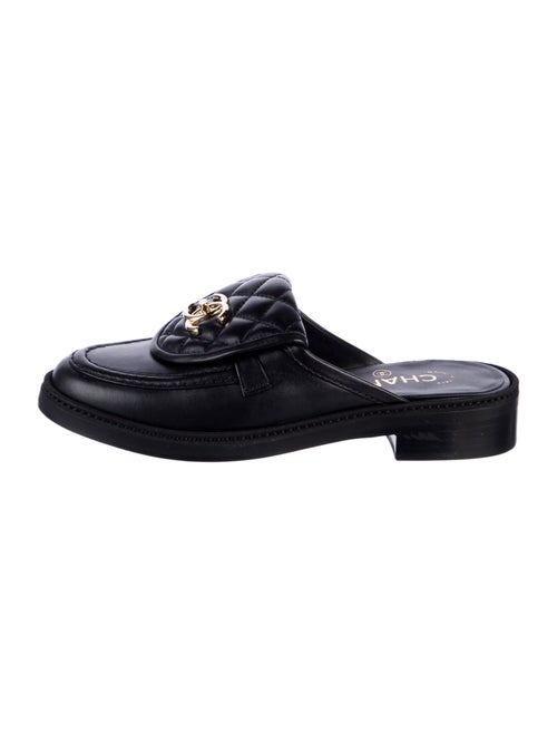 Chanel Interlocking CC Logo Leather Mules