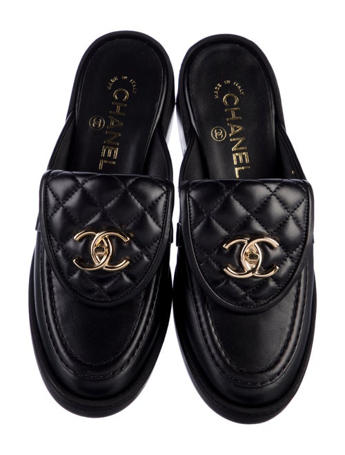 Chanel Interlocking CC Logo Leather Mules