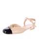 Chanel Interlocking CC Logo Lambskin Slingback Flats