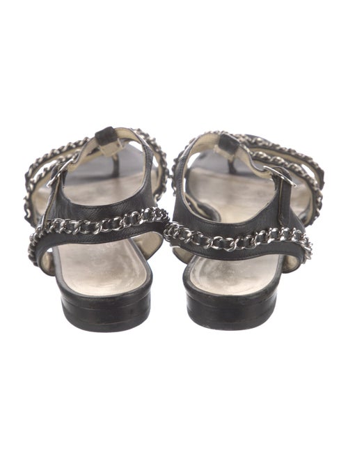 Chanel Interlocking CC Logo Leather T-Strap Sandals