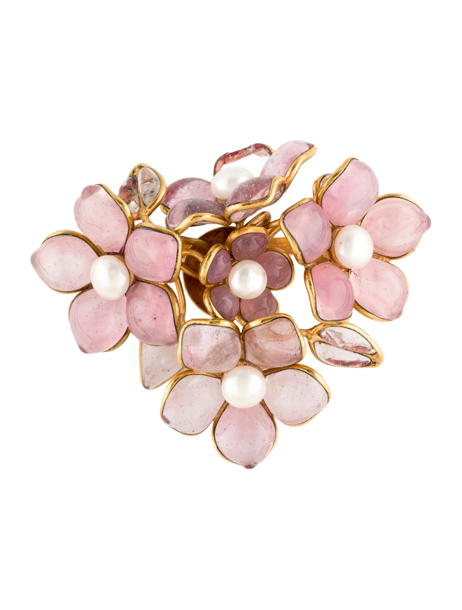 Chanel Vintage Faux Pearl & Gripoix Cherry Blossom Brooch