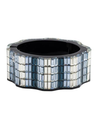 Chanel Strass & Resin CC Wavy Hinged Bangle