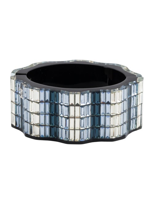 Chanel Strass & Resin CC Wavy Hinged Bangle