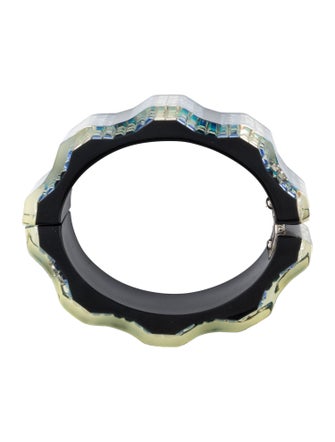 Chanel Strass & Resin CC Wavy Hinged Bangle