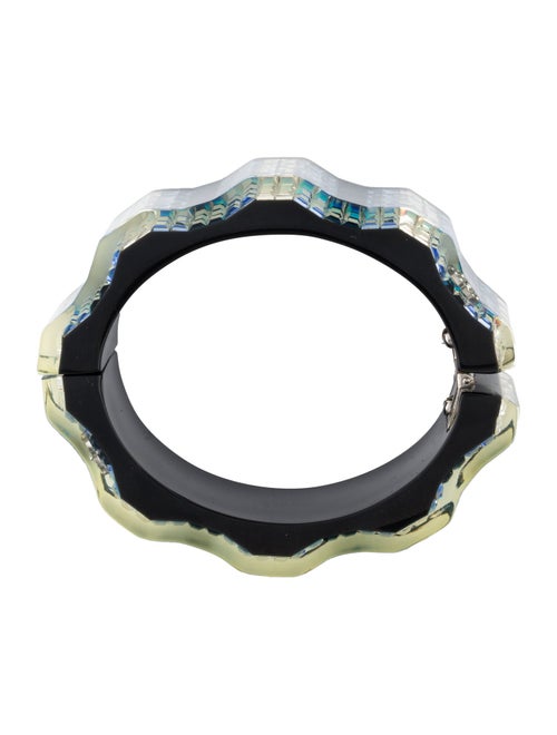 Chanel Strass & Resin CC Wavy Hinged Bangle