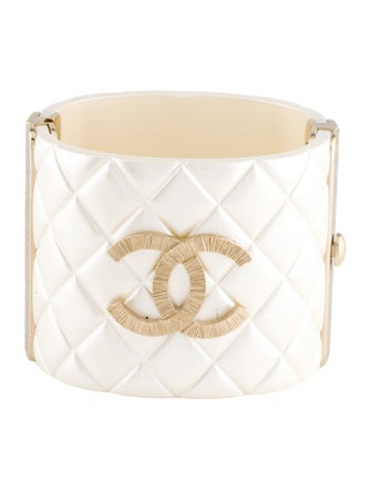 Chanel Resin Quilted CC Hinged Bangle