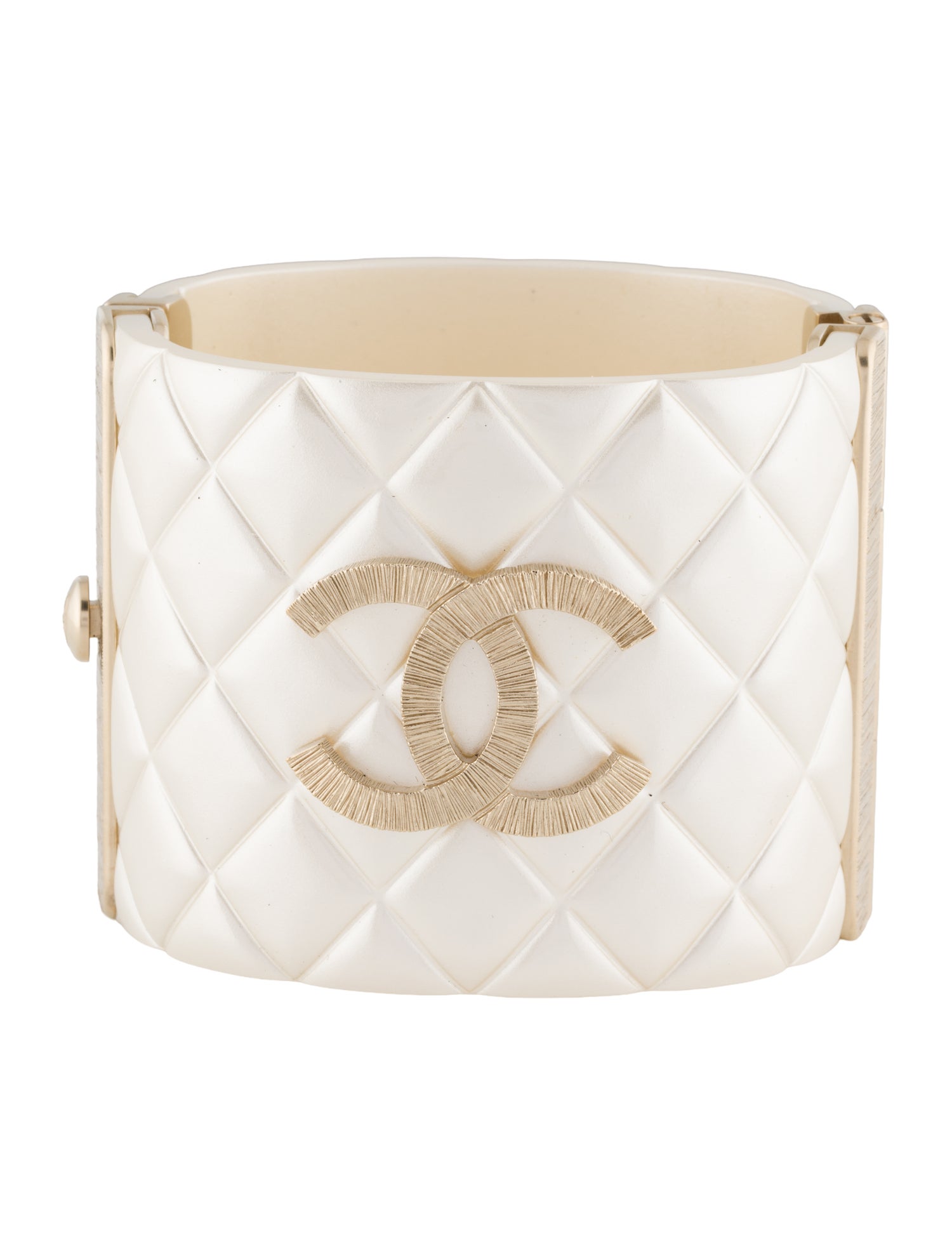 Chanel Resin Quilted CC Hinged Cuff