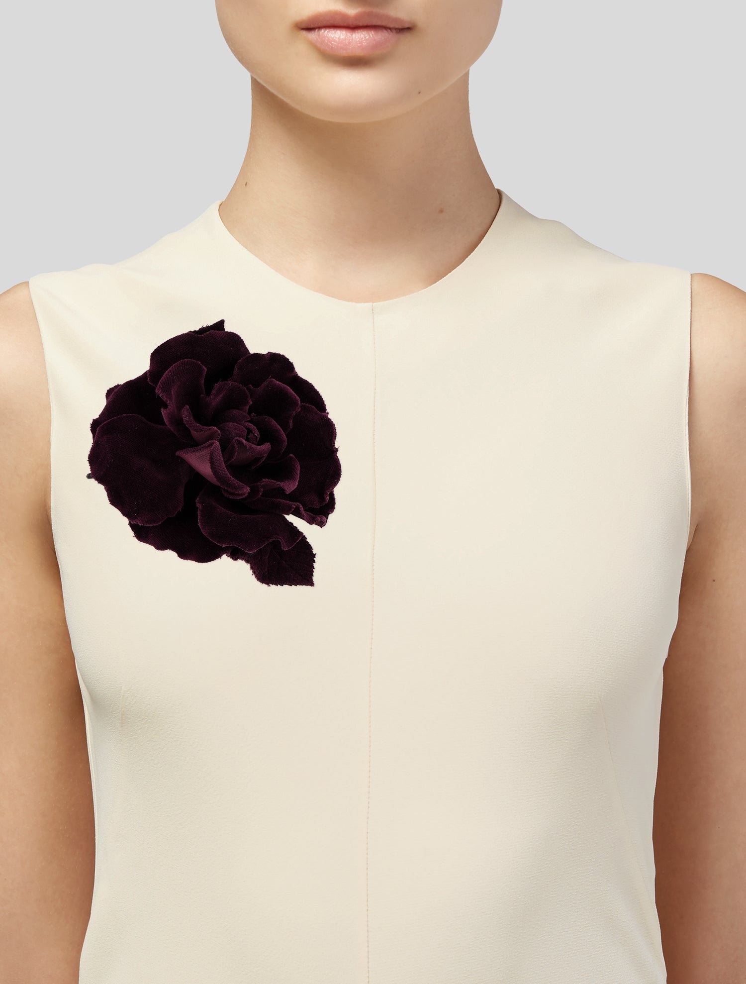 Chanel Vintage Velvet Camellia Brooch