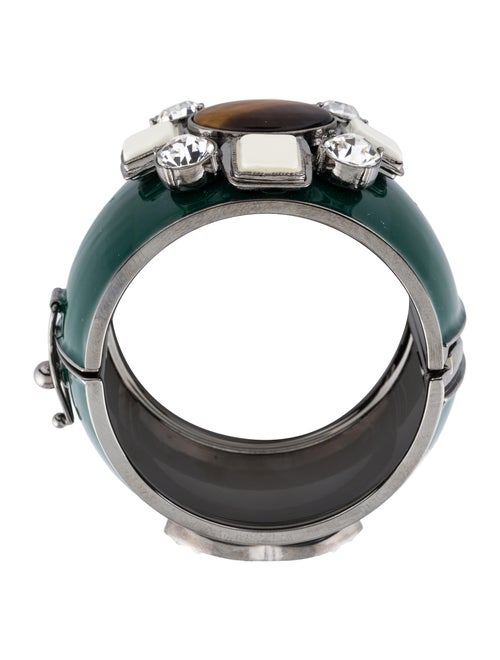 Chanel Tiger's Eye Quartz, Strass & Enamel Hinged Bangle