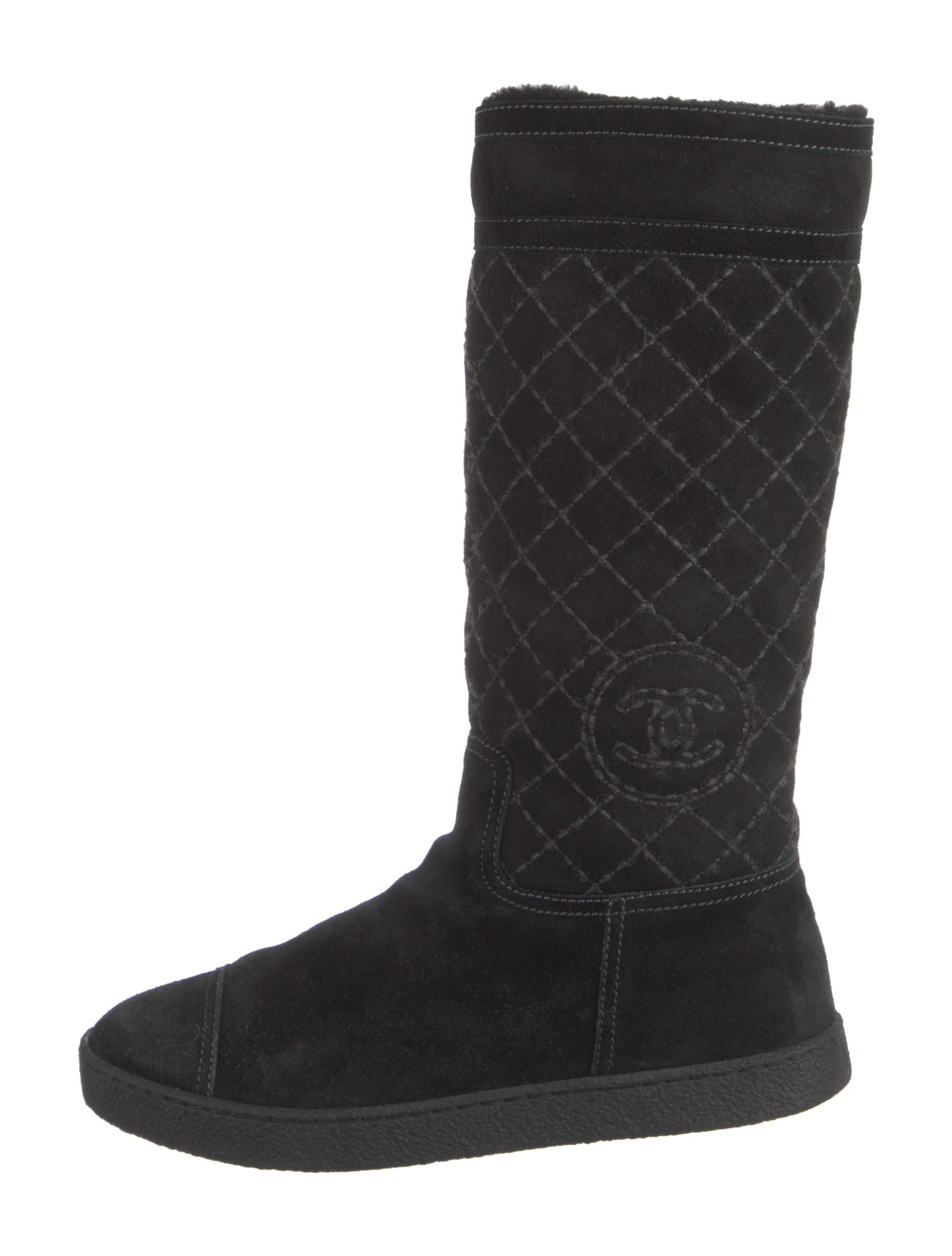 Chanel Interlocking CC Logo Suede Rain Boots