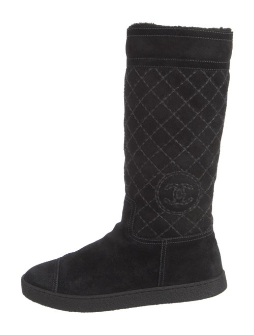 Chanel Interlocking CC Logo Suede Rain Boots