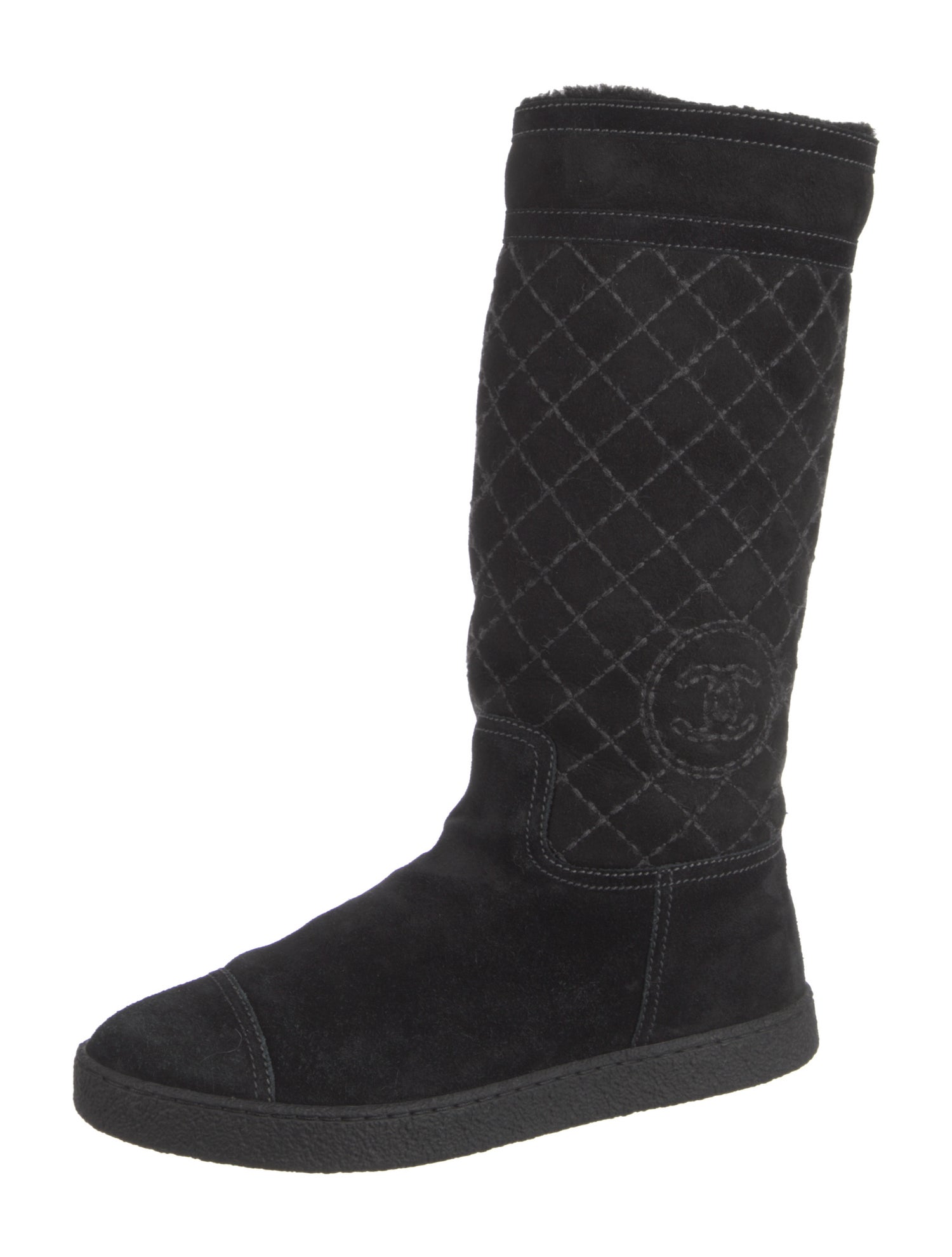 Chanel Interlocking CC Logo Suede Rain Boots