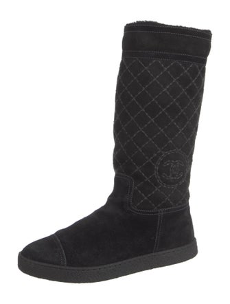 Chanel Interlocking CC Logo Suede Rain Boots