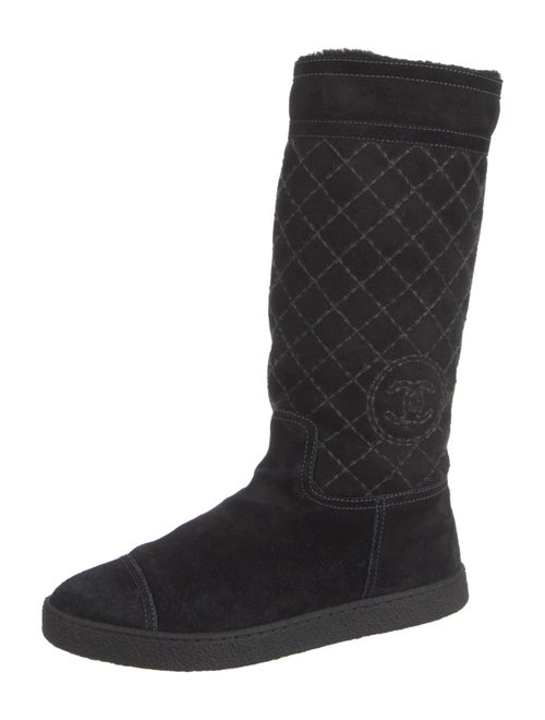 Chanel Interlocking CC Logo Suede Rain Boots