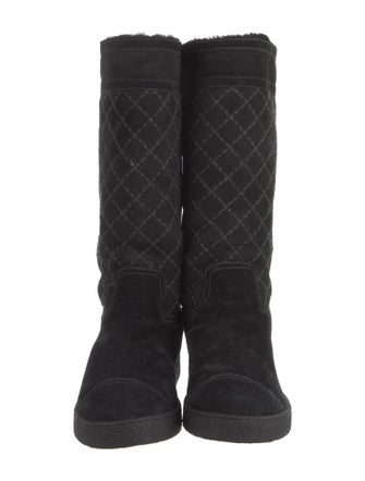 Chanel Interlocking CC Logo Suede Rain Boots