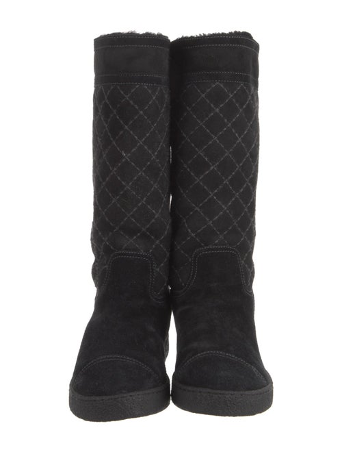 Chanel Interlocking CC Logo Suede Rain Boots