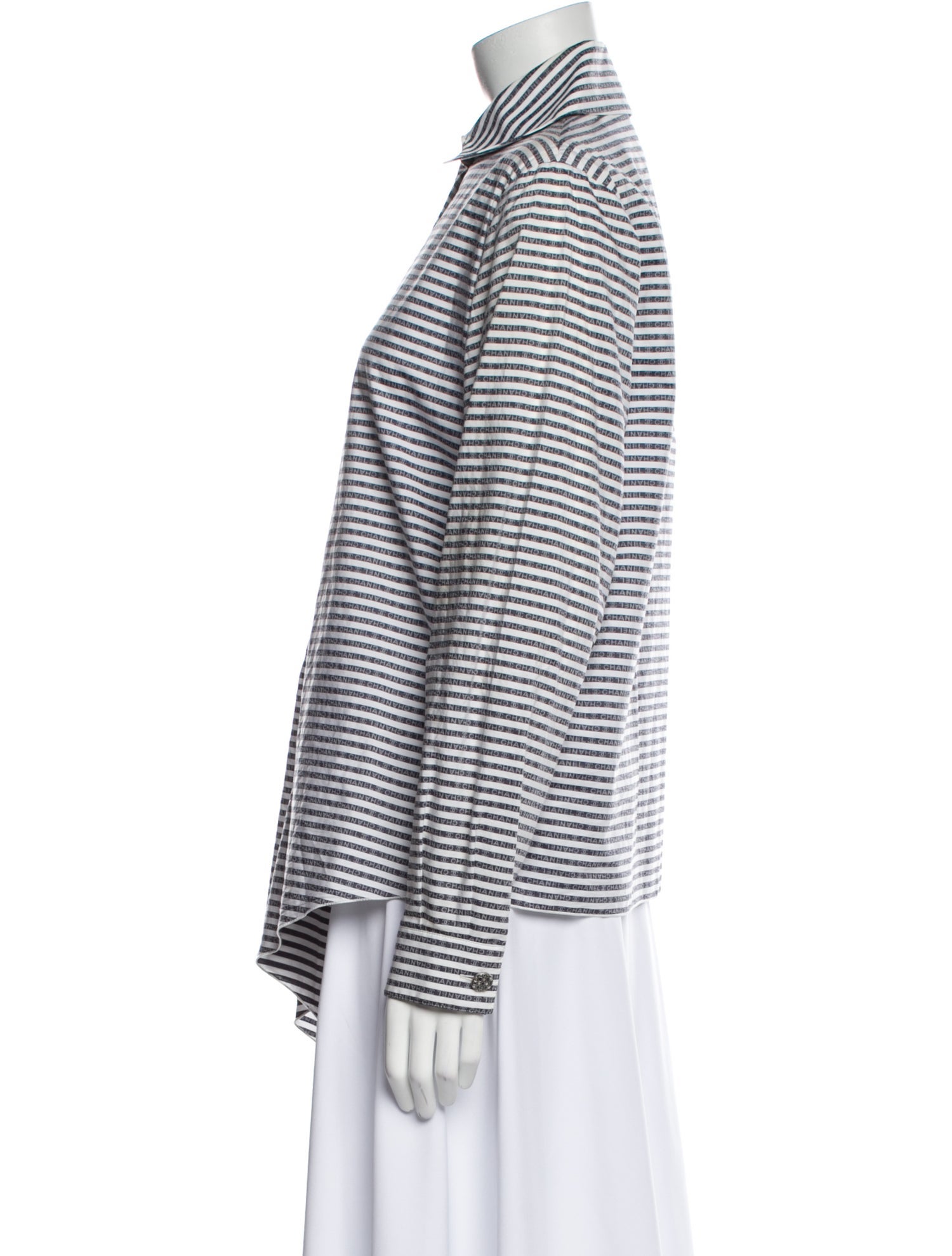 Chanel 2020 Striped Button-Up Top