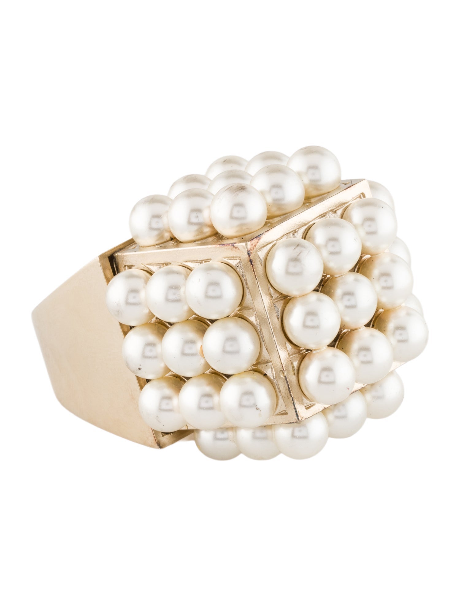 Chanel Faux Pearl ART Box Cocktail Ring