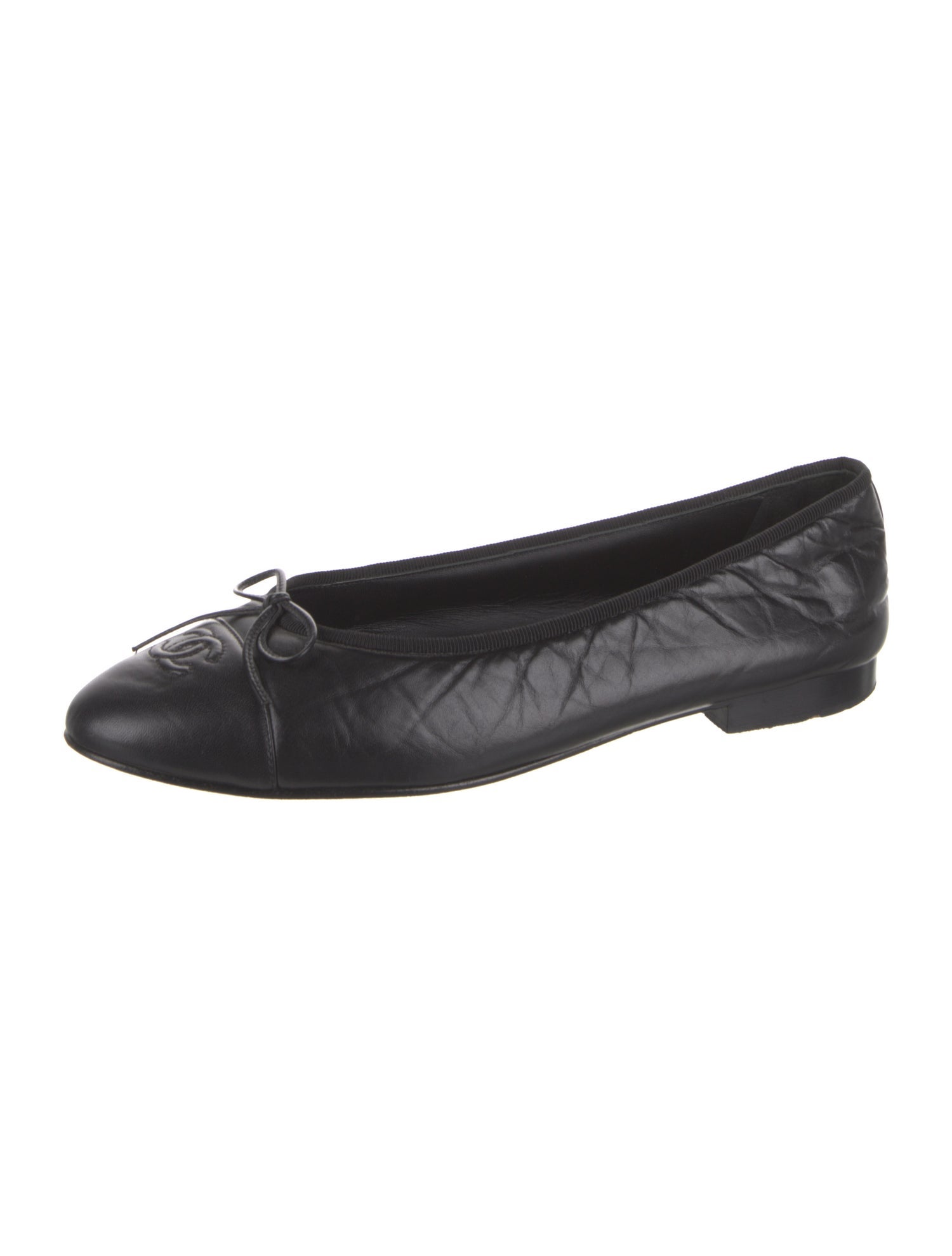 Chanel Interlocking CC Logo Leather Ballet Flats