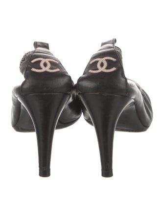 Chanel Interlocking CC Logo Leather Mules