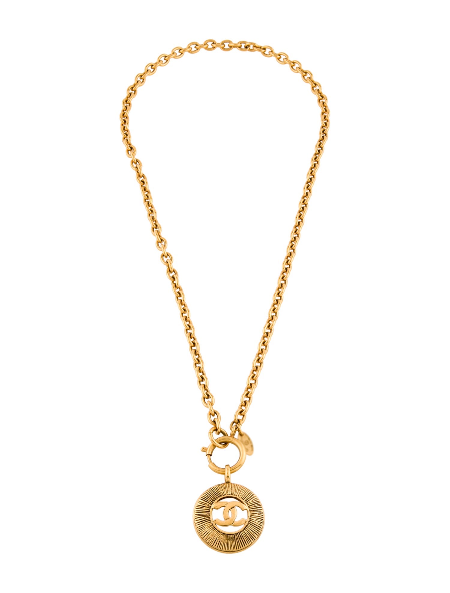 Chanel Vintage CC Sunburst Pendant Necklace