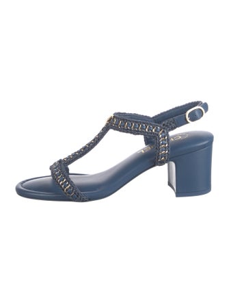 Chanel 2022 Interlocking CC Logo T-Strap Sandals
