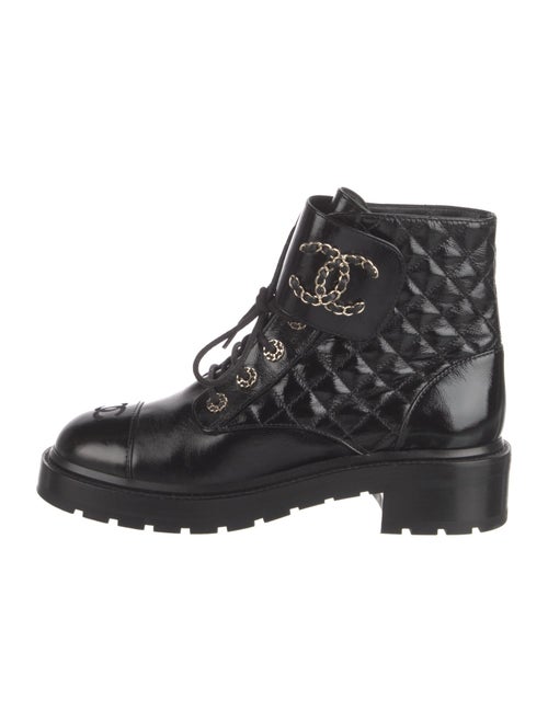 Chanel Interlocking CC Logo Leather Combat Boots