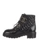 Chanel Interlocking CC Logo Leather Combat Boots