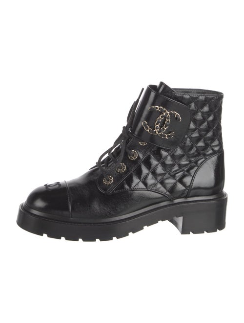 Chanel Interlocking CC Logo Leather Combat Boots