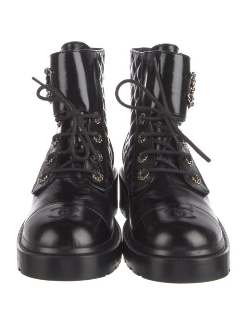 Chanel Interlocking CC Logo Leather Combat Boots