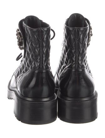 Chanel Interlocking CC Logo Leather Combat Boots