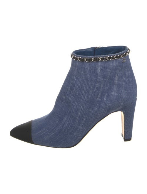 Chanel Interlocking CC Logo Denim Boots