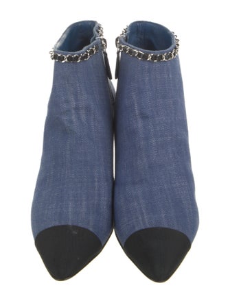 Chanel Interlocking CC Logo Denim Boots