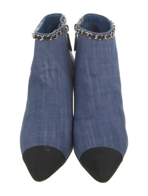 Chanel Interlocking CC Logo Denim Boots