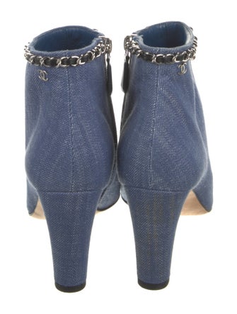 Chanel Interlocking CC Logo Denim Boots