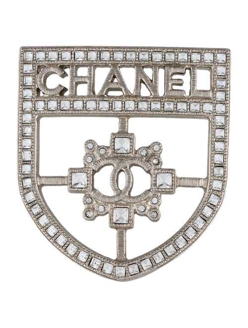 Chanel Strass Logo Shield Brooch