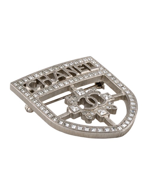 Chanel Strass Logo Shield Brooch