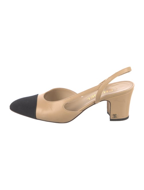 Chanel Interlocking CC Logo Goat Leather Slingback Pumps