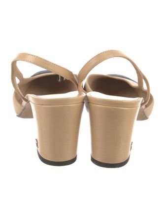 Chanel Interlocking CC Logo Goat Leather Slingback Pumps