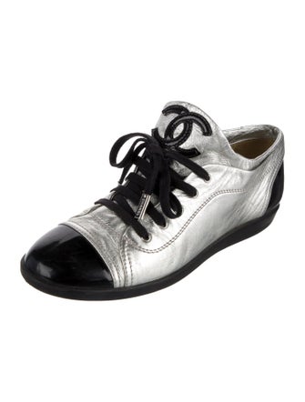 Chanel Interlocking CC Logo Leather Sneakers