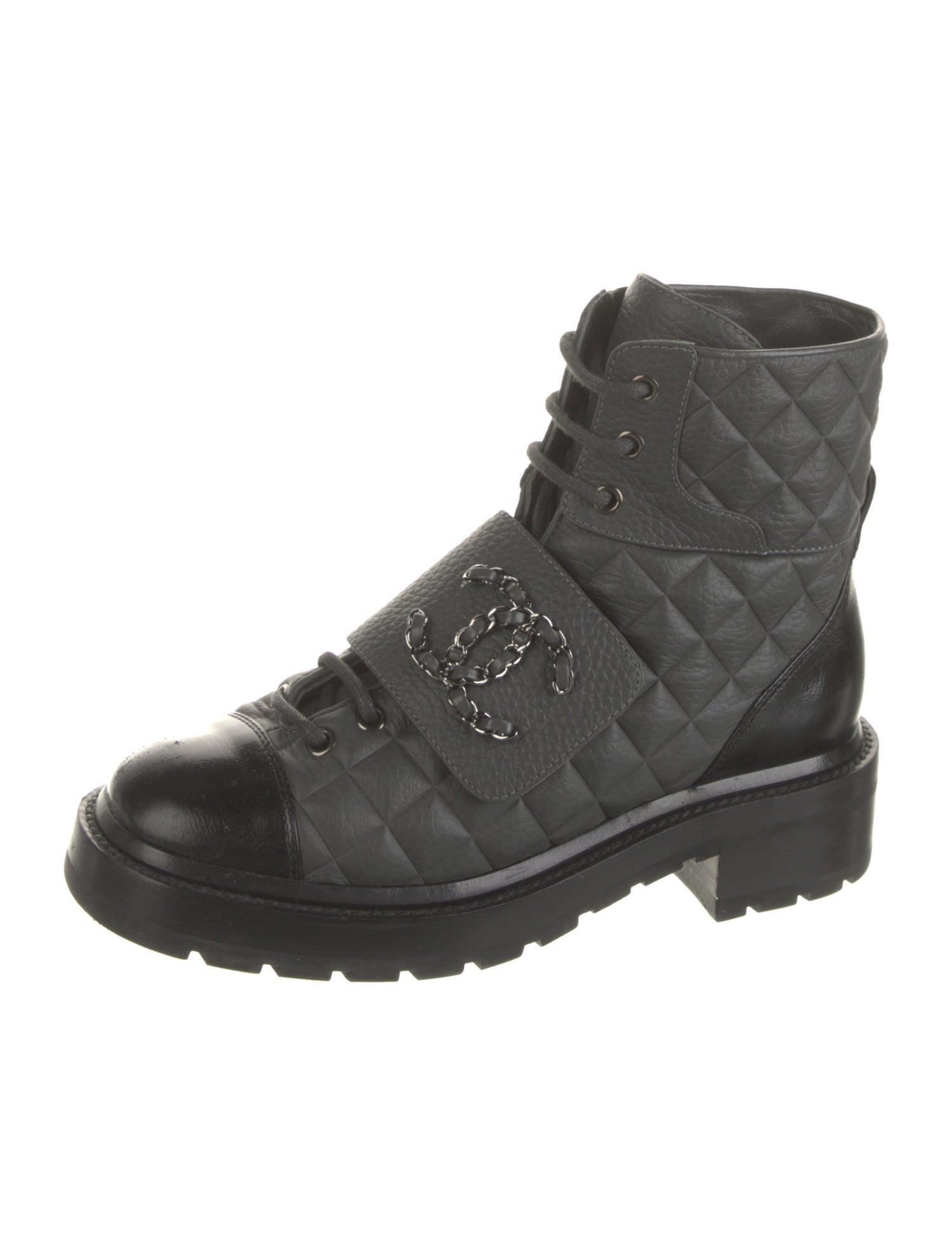 Chanel 2022 Interlocking CC Logo Combat Boots