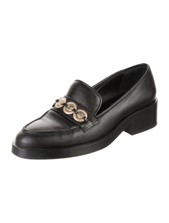 Chanel Interlocking CC Logo Leather Loafers