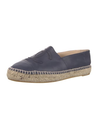 Chanel Interlocking CC Logo Leather Espadrilles
