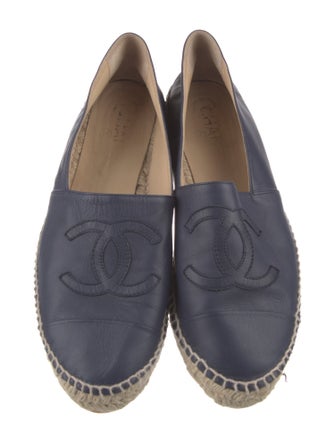 Chanel Interlocking CC Logo Leather Espadrilles