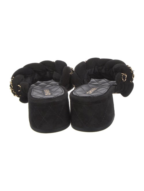 Chanel Interlocking CC Logo Suede Slides